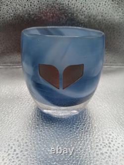 Glassybaby Candle Holder I See You Navy Blue Silver Recessed Wings