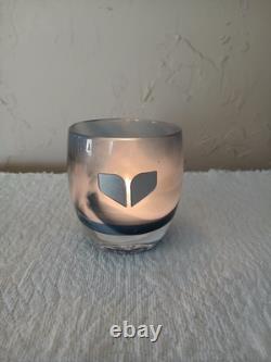 Glassybaby Candle Holder I See You Navy Blue Silver Recessed Wings