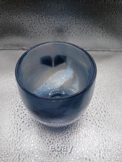 Glassybaby Candle Holder I See You Navy Blue Silver Recessed Wings