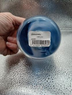 Glassybaby Candle Holder I See You Navy Blue Silver Recessed Wings