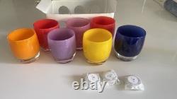 Glassybaby Candle Holder Lot 7 Mix Colors 2 Red Yellow Orange Purple Pink Blue