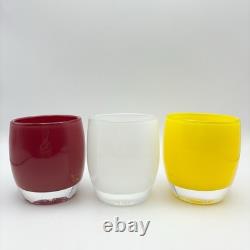 Glassybaby Candle Holders Celebrate White Red Yellow Set of 3