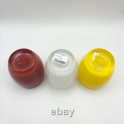 Glassybaby Candle Holders Celebrate White Red Yellow Set of 3