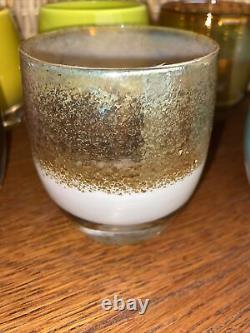 Glassybaby Grace Gold Metallic White Votive Candle Holder with Sticker Glassybaby