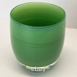 Glassybaby Gratitude Green Glass Votive Candle Holder Pre-Triskelion with Sticker