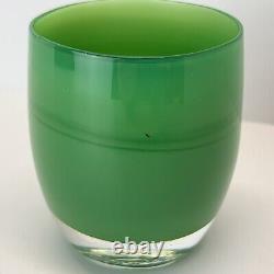 Glassybaby Gratitude Green Glass Votive Candle Holder Pre-Triskelion with Sticker