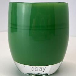 Glassybaby Gratitude Green Glass Votive Candle Holder Pre-Triskelion with Sticker