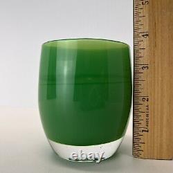 Glassybaby Gratitude Green Glass Votive Candle Holder Pre-Triskelion with Sticker