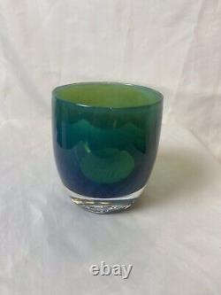 Glassybaby Gratitude Too Votive Candle Holder Blue Green Handblown