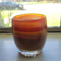 Glassybaby Handblown Art Glass Candle Holders Striped Jane's Caramel