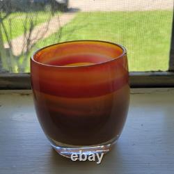 Glassybaby Handblown Art Glass Candle Holders Striped Jane's Caramel