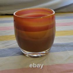 Glassybaby Handblown Art Glass Candle Holders Striped Jane's Caramel
