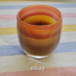 Glassybaby Handblown Art Glass Candle Holders Striped Jane's Caramel