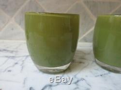 Glassybaby Handblown Votive Candle Holder (Set of 3) Greenlake New Cond. WithBox