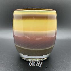 Glassybaby Hero SOLD OUT Rare Pre-Triskelion Brown Yellow Purple Layers Candle