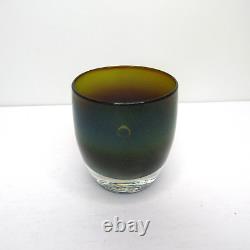 Glassybaby Hudson Pre Triskelion #1074 Votive Candle holder Blue/Green