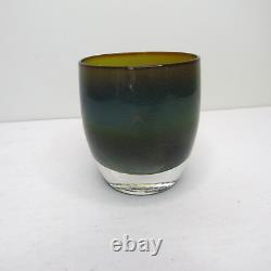 Glassybaby Hudson Pre Triskelion #1074 Votive Candle holder Blue/Green