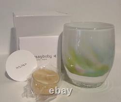 Glassybaby Intuition Hand Blown Votive Candle Holder NEW in Box Pastel Petals