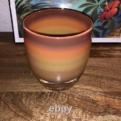 Glassybaby Jane's Caramel Hand blown Glass Votive Candle Holder Brown Tan Bands