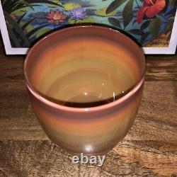 Glassybaby Jane's Caramel Hand blown Glass Votive Candle Holder Brown Tan Bands