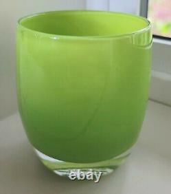 Glassybaby LUCKY Votive Candle Holder Lime Green tea light Pre-triskelion