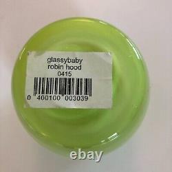 Glassybaby Limited Robin Hood Green Retired 0415 Candle Votive with Sticker RARE