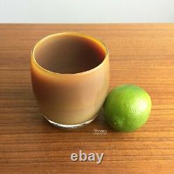 Glassybaby Mocha Brown Glass Votive Candle Holder Hand Blown Creme Brulee