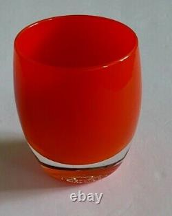 Glassybaby Orange-Reddish Glass Votive tea light Candle Holder Pre-triskelion