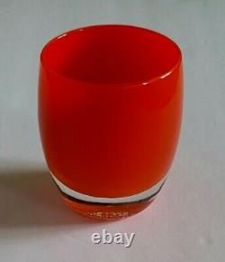 Glassybaby Orange-Reddish Glass Votive tea light Candle Holder Pre-triskelion