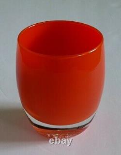 Glassybaby Orange-Reddish Glass Votive tea light Candle Holder Pre-triskelion