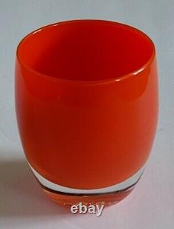 Glassybaby Orange-Reddish Glass Votive tea light Candle Holder Pre-triskelion