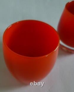 Glassybaby Orange-Reddish Glass Votive tea light Candle Holder Pre-triskelion