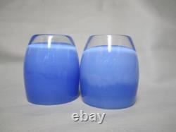 Glassybaby PEACE Triskelion Blue Hand Blown Votive Candle Holder 3.5 Set Of 2