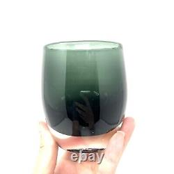 Glassybaby Pond Pre Triskelion Hand Blown Glass Candle Votive Holder Dark Green