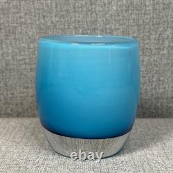 Glassybaby Pre-Triskelion Day One 1465 Votive Glass Candle Holder Baby Blue