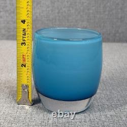 Glassybaby Pre-Triskelion Day One 1465 Votive Glass Candle Holder Baby Blue