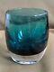 Glassybaby Pre-triskelion Studio 54 Hand-blown Art Glass Candle Votive Teal Blue