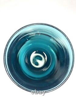 Glassybaby Pre-Triskelion Studio 54 Hand-Blown Art Glass Candle Votive Teal Blue