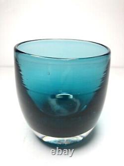 Glassybaby Pre-Triskelion Studio 54 Hand-Blown Art Glass Candle Votive Teal Blue