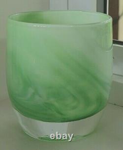 Glassybaby REFRESH Votive Candle Holder Mint green hues tea light swirls