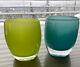 Glassybaby Robin Hood 0415 Green & Safe 173 Blue Sold As A Pair Only