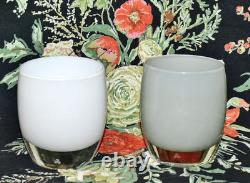 Glassybaby Set Of 2 Votive Candle Holders White & Gray