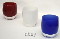 Glassybaby Set Of 3 Patriotic Red White & Blue Votive Candle Holders