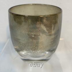 Glassybaby Silver Lining with Triskelion Hand Blown Glass Votive Candle Holder