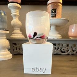 Glassybaby Sisterhood Hand Blown Glass Candle Holder Abstract Art White Pink Bl
