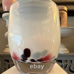Glassybaby Sisterhood Hand Blown Glass Candle Holder Abstract Art White Pink Bl