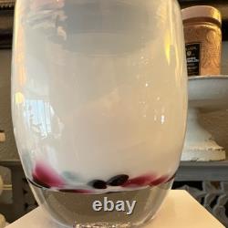 Glassybaby Sisterhood Hand Blown Glass Candle Holder Abstract Art White Pink Bl