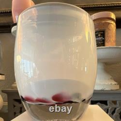 Glassybaby Sisterhood Hand Blown Glass Candle Holder Abstract Art White Pink Bl