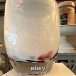 Glassybaby Sisterhood Hand Blown Glass Candle Holder Abstract Art White Pink Bl