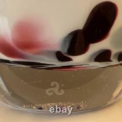 Glassybaby Sisterhood Hand Blown Glass Candle Holder Abstract Art White Pink Bl